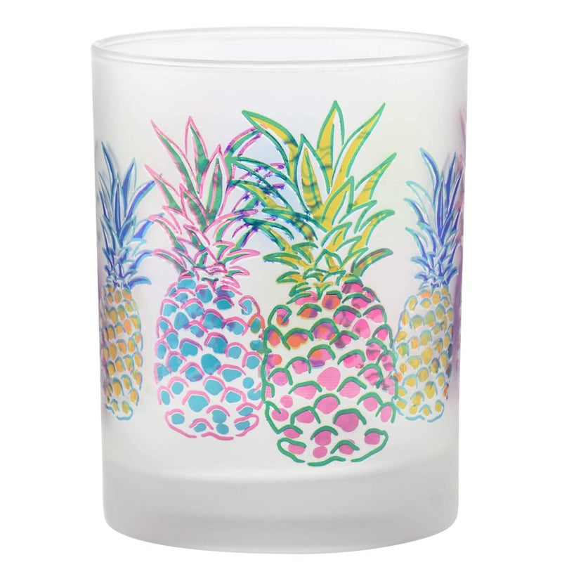 Culver Tropical Decorated Frosted Double Old Fashioned Tumbler Glasses, 13.5-Ounce, Gift Boxed Set of 2 (Pop Art Pineapples) - Image 2